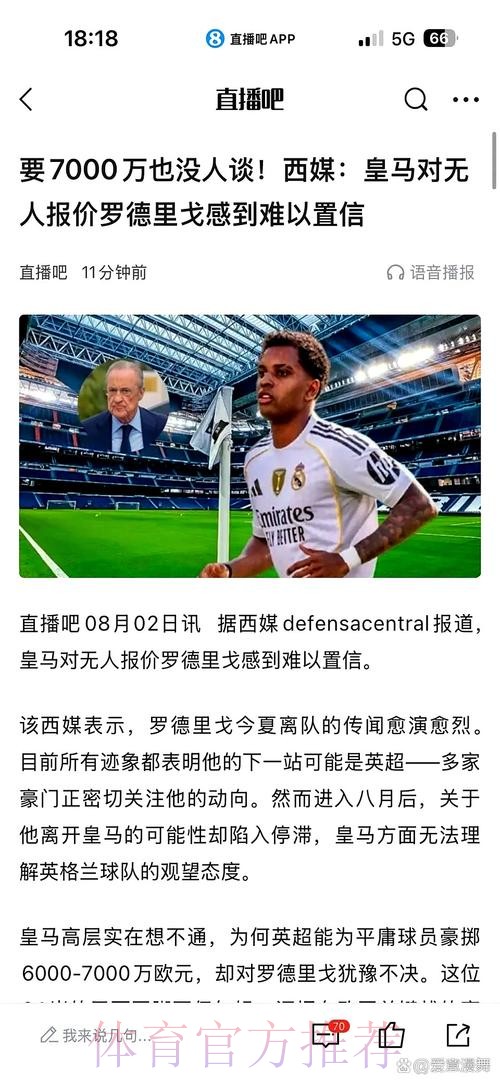 西媒:皇马对无人报价罗德里戈感到难以置信 西媒:皇马对无人报价罗德里戈感到难以置信